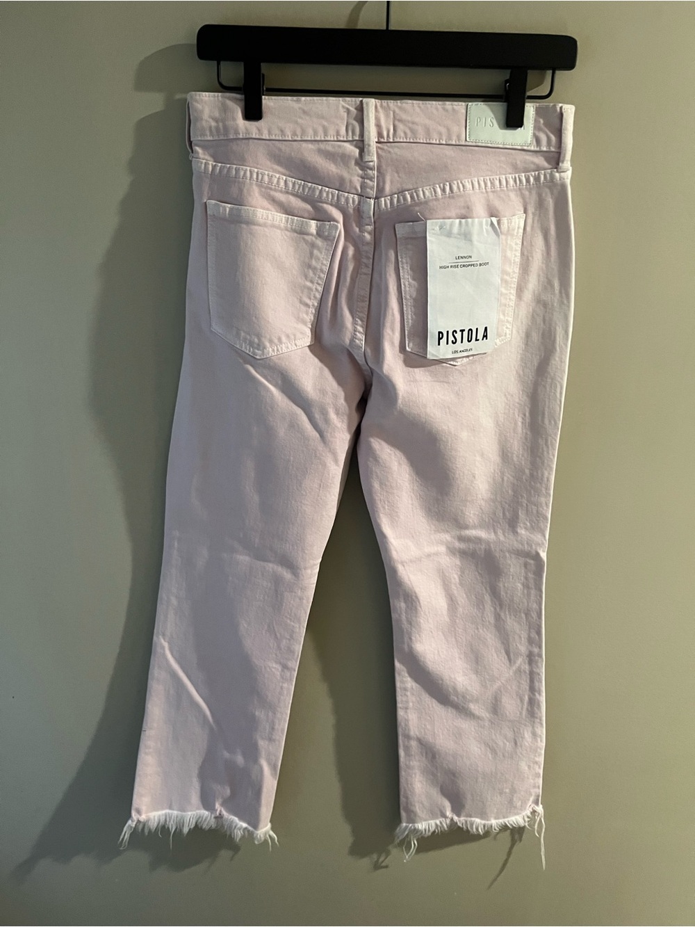 pistola Soft Pink Cropped Straight Jeans with Frayed Hem - Picture 3 of 3